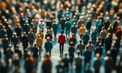 Innovative Leadership, Conceptual Image of a Standout Figure in a Crowd