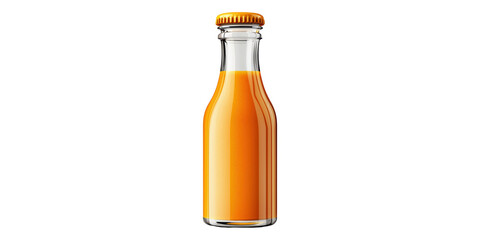 Orange juice bottle with cap isolated on transparent background