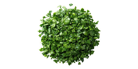 Obraz premium Bunch of fresh chopped spinach leaves isolated on transparent background