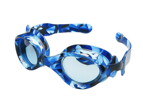 Isolated Patterned Blue Swimming Goggles