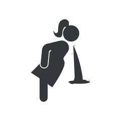 Pictogram icon for sick ill pregnant women, isolated on a white background, suitable for health or warning materials