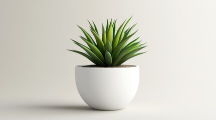A green plant in a white pot.