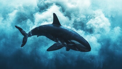 Obraz premium A 3D oil spill spreading across the ocean, with marine animals struggling to escape, emphasizing human-caused environmental disasters