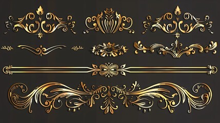Naklejka premium Elegant Gold Calligraphic Page Dividers Vector Design