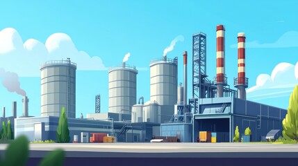 Industrial Complex Under a Sunny Sky
