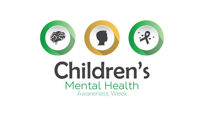 February is Children s Mental Health Awareness Week. Vector template Design for banner, greeting card, poster, prints, social media post ,flyer , T shirt with background.