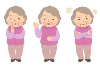 高齢女性　表情ポーズ　シニア　高齢者　後期高齢者