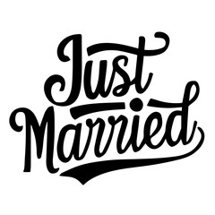 Just married lettering vector 