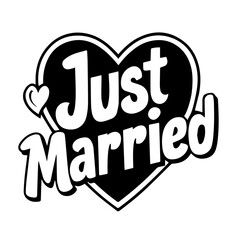 Just married lettering vector 