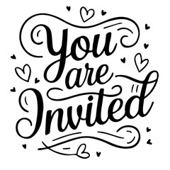 You are invited lettering vector