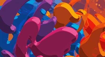 Abstract Forms: a vibrant and dynamic image composed of abstract shapes, bursting with color and energy, perfect for modern designs and creative projects