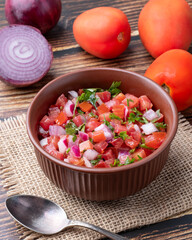 Vinagrete, typical brazilian sauce with tomato, onion, vinegar, olive oil and parsley
