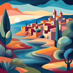 landscape with mountains