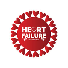 February is Heart Failure Awareness Week. Vector template Design for banner, greeting card, poster, prints, social media post ,flyer , T shirt with background.