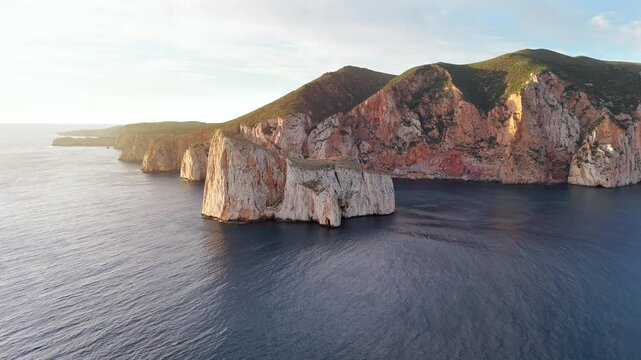 Aerial view of the Porto Flavia and Pan di Zucchero, Sardinia, Italy.