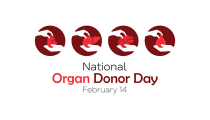 February is National Organ Donor day. Vector template Design for banner, greeting card, poster, prints, social media post ,flyer , T shirt with background.