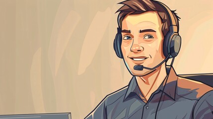 Professional Support Operator Cartoon Vector Style Design