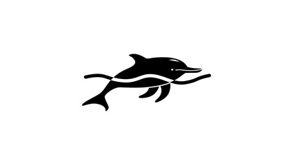 dolphin symbol, black isolated silhouette