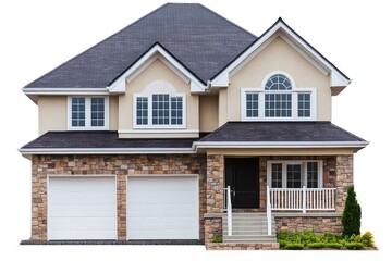Real contemporary suburb house architecture garage front.