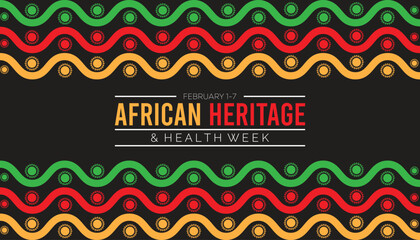 February is African Heritage & Health Week. Vector template Design for banner, greeting card, poster, prints, social media post ,flyer , T shirt with background.
