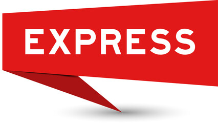 Red color speech banner with word express on white background