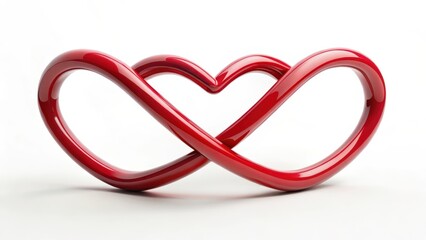 Naklejka premium Two red hearts entwined in a symbol of love and unity