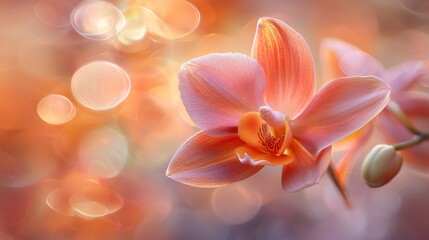 Fototapeta premium Delicate Pink Orchid Flower with Soft Bokeh Background Enhancing Elegance and Serenity in Nature's Beauty