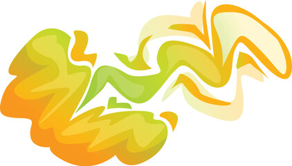 Yellow and green smoke creating fluid and ethereal shapes on a white background