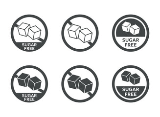 sugar free icon set, No sugar added label