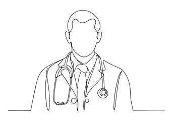 Continuous One-Line Drawing of a Male Doctor - Minimalist Medical Art