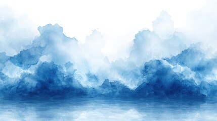 Abstract Blue Watercolor Background with Beautiful Clouds and Soft Textures for Artistic Design and Creative Projects