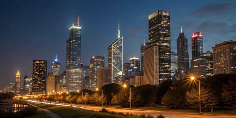 Fototapeta premium downtown city at night