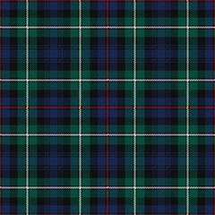 MacKenzie tartan plaid. Scottish pattern fabric swatch close-up. 