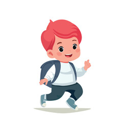 happy cute kid boy ready to go to school