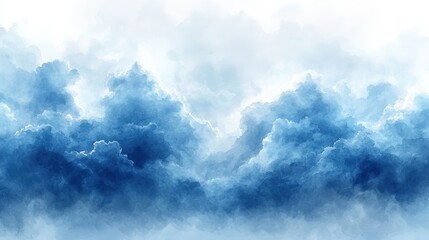 Fototapeta premium Abstract Blue Watercolor Background Featuring Soft Cloud Textures for Creative Projects and Designs