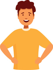 Fototapeta premium Portrait of a cheerful teenager standing with hands on hips, showcasing confidence and a positive attitude