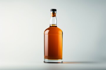 Whisky alcohol glass bottle on table with a white background. High quality photo