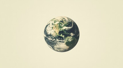 A detailed, realistic depiction of planet Earth against a muted background.