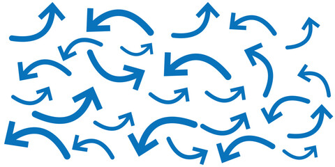 Collection of curved arrows. Set of simple curved hand drawn arrows. Collection of pointers. eps 888