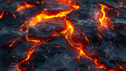 Lava and lava in the middle of a large crater. created with Generative AI technology