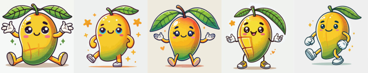 cute mango vector has body parts