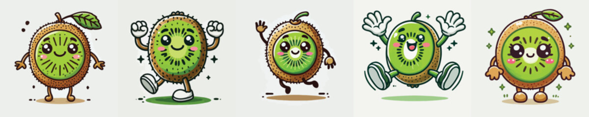 vector collection of cute kiwis with limbs