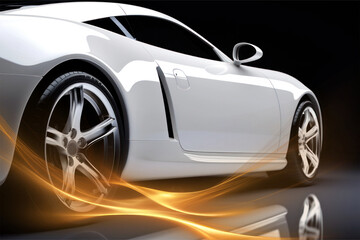 Naklejka premium Modern car with gold light effect