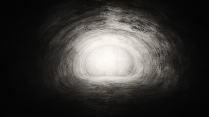 Dark tunnel leading to bright light at the end.