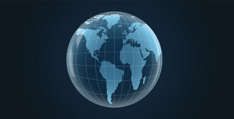 Wireframe Globe world map on empty vector background