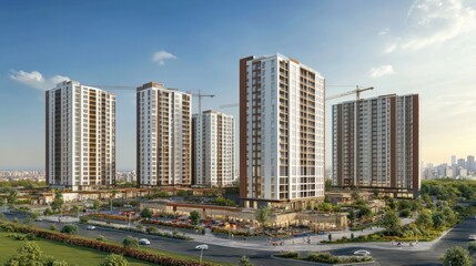 Modern Apartment Complex With Surrounding Landscape