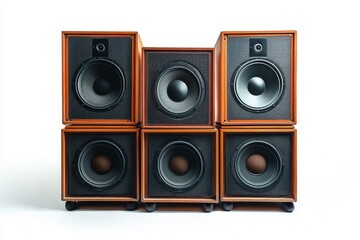 Fototapeta premium A Stunning Array of Vintage Wooden Speakers