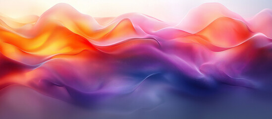 Obraz premium Vibrant abstract background featuring smooth wavy lines and dynamic gradients in purple, blue, orange, and pink, ideal for trendy presentations, posters, and modern design projects