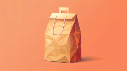Takeout Meal Package Cartoon Paper Bag for Takeaway Food Concept
