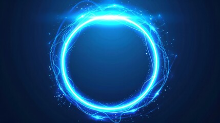 Enchanting Blue Aura Circles with Glowing Magic Neon Light Cartoon Effect